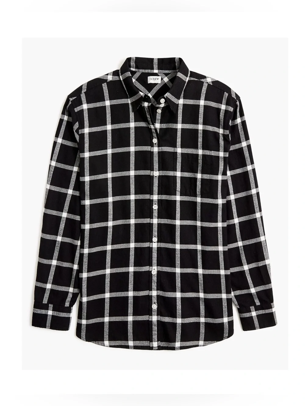 NWT J. Crew Windowpane Plaid Button Down Shirt in Black